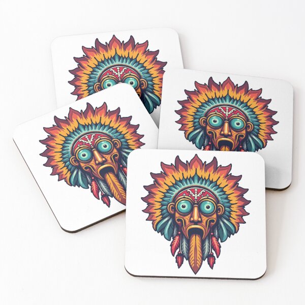 Item preview, Vibrant Tribal Mask with Feathered Headdress designed and sold by 2gather1ness.