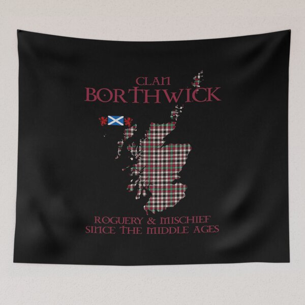 Artikelvorschau, Clan Borthwick Tartan Schottland Karte Andreaskreuz Flagge und Löwe steigenden schottischen entworfen und verkauft von Clan1093.