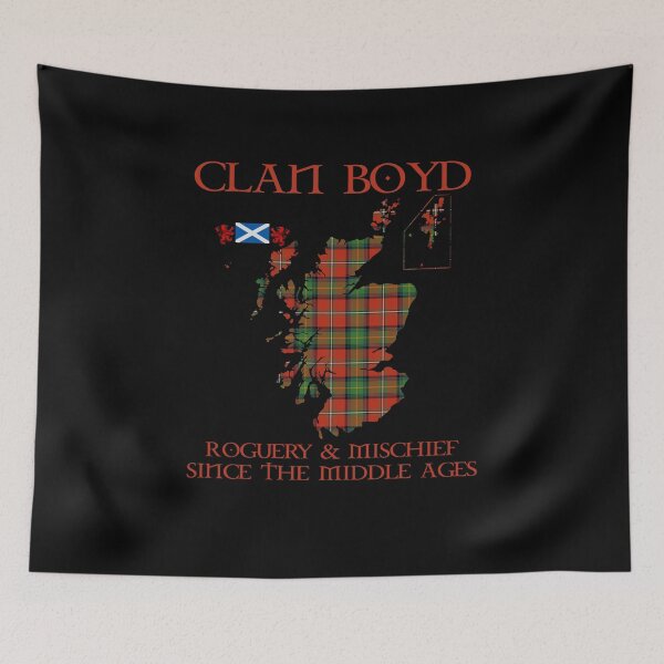 Artikelvorschau, Clan Boyd Tartan Schottland Karte Andreaskreuz Flagge und Löwe grassierend schottischen entworfen und verkauft von Clan1093.
