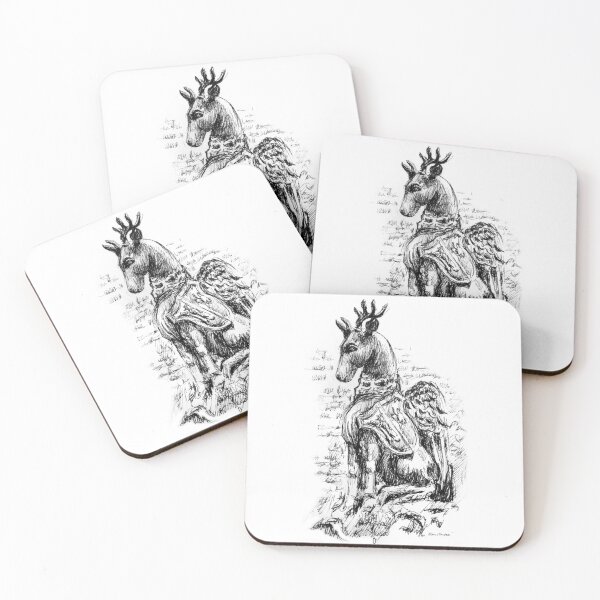 Item preview, Winged  stag drawing designed and sold by GothicByNature.