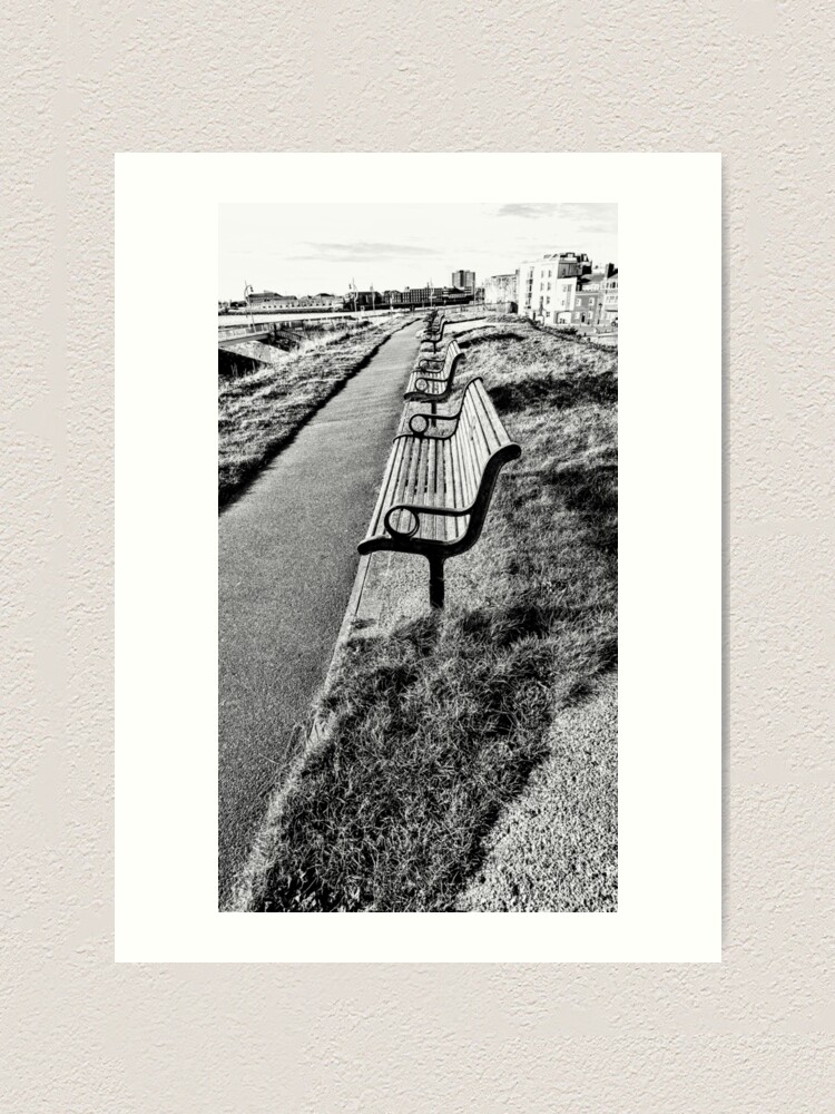 Thumbnail 1 of 3, Art Print, Benches in a Row Photography En Plain Air by Elderescence TV designed and sold by taletellerclub.