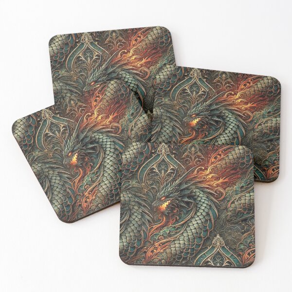 Item preview, Fiery Dragon with Ornate Scales and Glowing Flames designed and sold by TeslaSt0re.