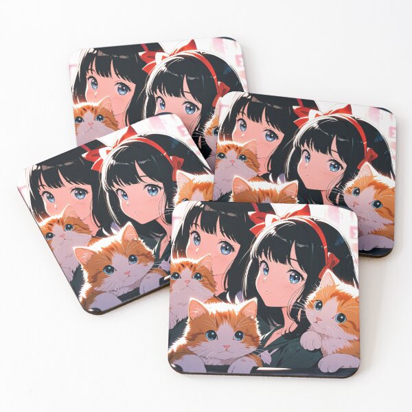 Item preview, Anime girls with cute cat kittens designed and sold by Infinityspark.