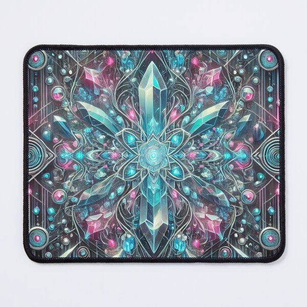 Item preview, Radiant Crystal Mandala with Neon Accents designed and sold by TeslaSt0re.
