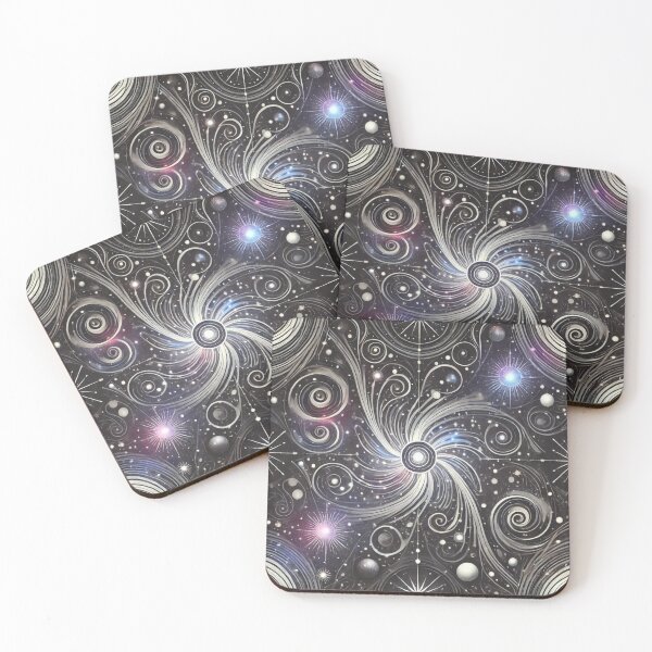Item preview, Monochrome Celestial Swirls with Stars and Cosmic Elements designed and sold by TeslaSt0re.