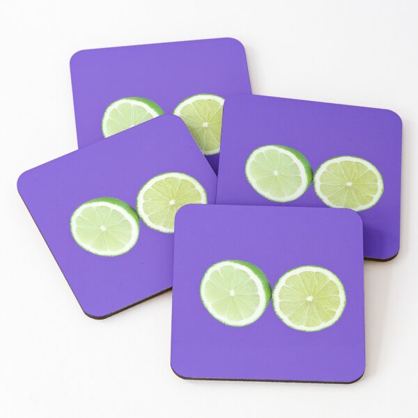 Item preview, Two half limes on a purple background designed and sold by Photopat.