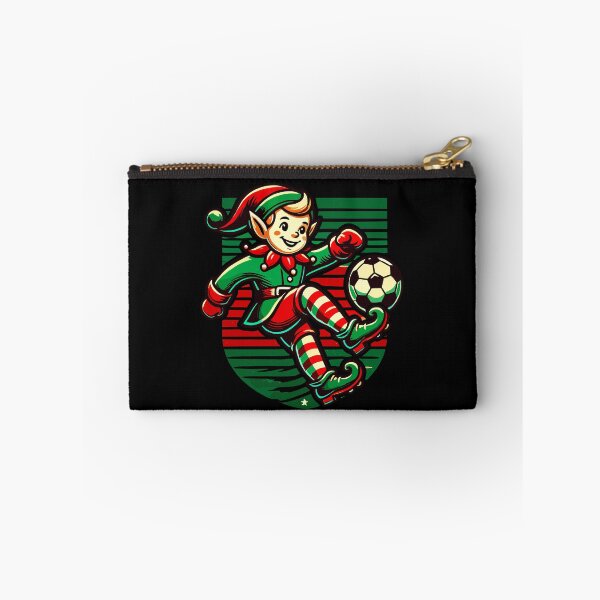 Item preview, Festive Elf Playing Soccer Holiday Spirit designed and sold by LuminOrb.