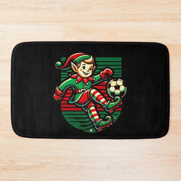Item preview, Festive Elf Playing Soccer Holiday Spirit designed and sold by LuminOrb.