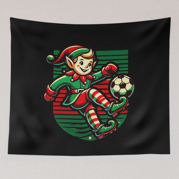 Item preview, Festive Elf Playing Soccer Holiday Spirit designed and sold by LuminOrb.