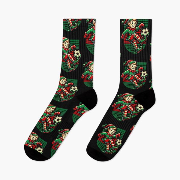 Item preview, Festive Elf Playing Soccer Holiday Spirit designed and sold by LuminOrb.