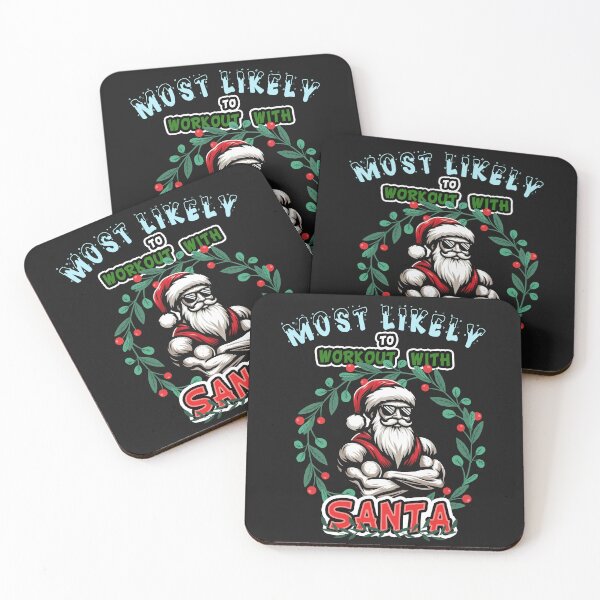 Item preview, Most Likely to WorkOut With Santa, christmas,  xmas, family matching, fun, Santa, bodybuilding designed and sold by Printed Mistakes.