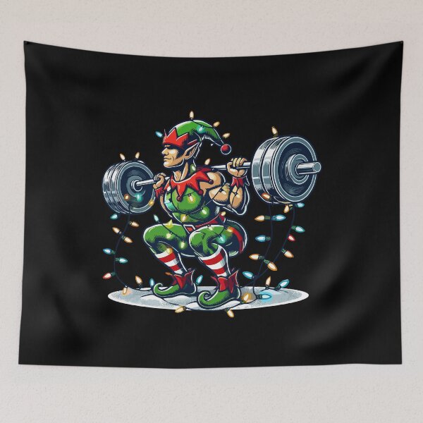 Item preview, Christmas Muscle Building Elf Dumbbell Training designed and sold by LuminOrb.