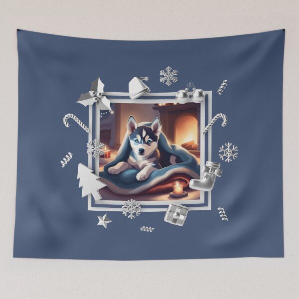 Item preview, Fluffy Husky CHRISTMAS TIME, Christmas Time, Dog Christmas, xmas, Husky, Fluffy designed and sold by GOLDENGARDENART.