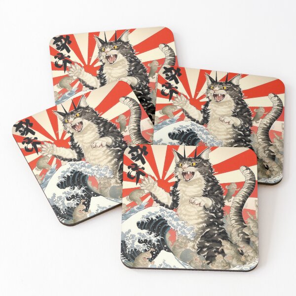 Item preview, Catzilla Cat Japanese Art Funny Cat Gifts For Men Women Kid  designed and sold by VISIONARTIST.