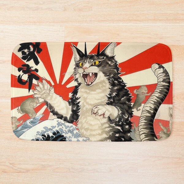 Item preview, Catzilla Cat Japanese Art Funny Cat Gifts For Men Women Kid  designed and sold by VISIONARTIST.