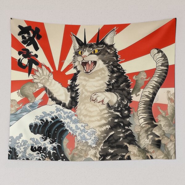 Item preview, Catzilla Cat Japanese Art Funny Cat Gifts For Men Women Kid  designed and sold by VISIONARTIST.