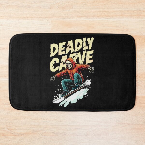 Item preview, DEADLY CARVE: Skeleton Snowboarder in Orange and Blue designed and sold by SplashTastic.