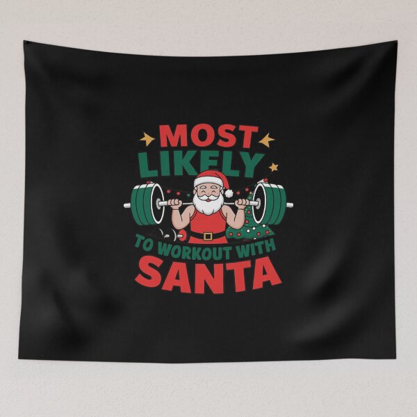 Item preview, Most Likely to workout with santa bodybuilding designed and sold by Mateusz Majcherek.
