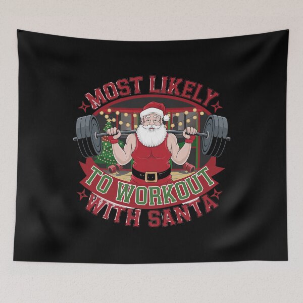 Item preview, Most Likely to workout with santa bodybuilding designed and sold by Mateusz Majcherek.