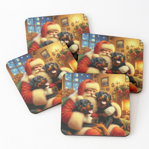 Aperçu de l'œuvre Rottweilers et Père Noël créée et vendue par 123ks.