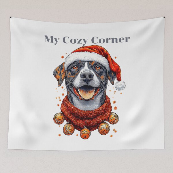 Item preview, Festive Dog Art, Cozy Pet Christmas, Holiday Dog Illustration, Santa Hat Dog, Winter Pet Design designed and sold by BukkyStory.