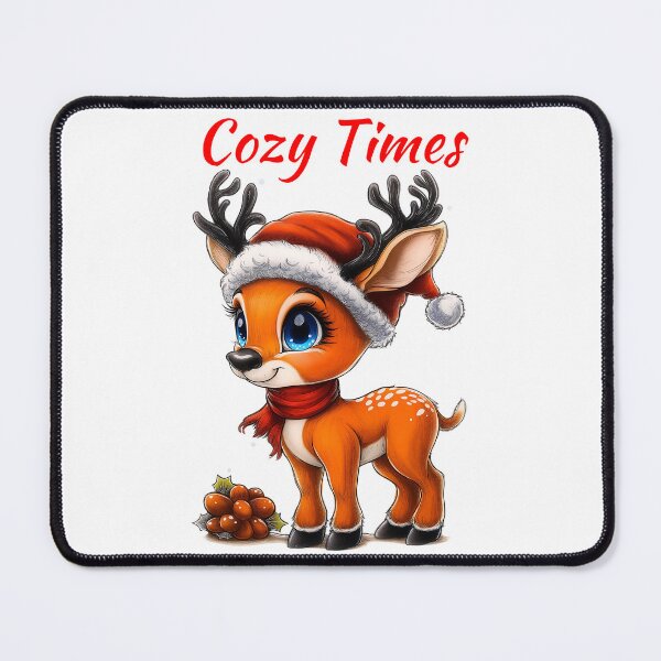 Item preview, Cozy Reindeer Art, Cute Holiday Deer, Festive Christmas Animal, Santa Hat Reindeer, Winter Deer Design designed and sold by BukkyStory.