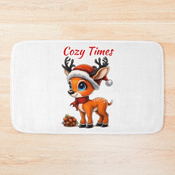 Item preview, Cozy Reindeer Art, Cute Holiday Deer, Festive Christmas Animal, Santa Hat Reindeer, Winter Deer Design designed and sold by BukkyStory.