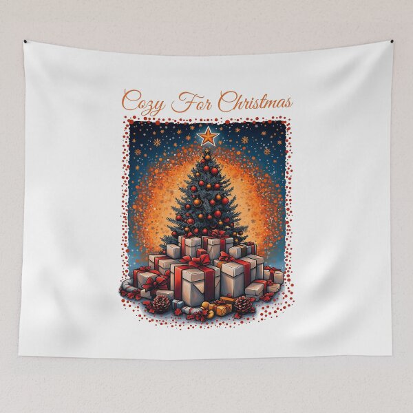 Item preview, Cozy Christmas Tree, Festive Holiday Gifts, Christmas Decorations, Winter Holiday Art, Tree with Presents designed and sold by BukkyStory.