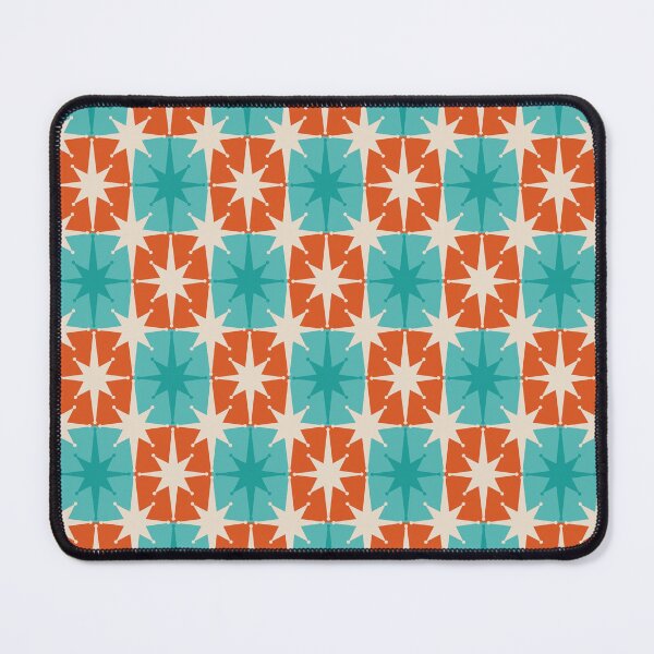 Item preview, Mid Century Modern Atomic Stars Retro Checkered Starburst Pattern in Teal Turquoise Orange  designed and sold by kierkegaard.