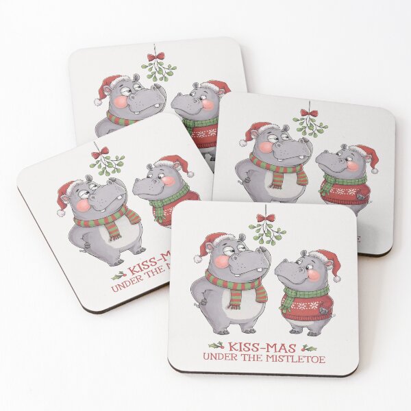 Item preview, HIPPO CHRISTMAS- KISS-MAS UNDER THE MISTLETOE designed and sold by Rajasekar.