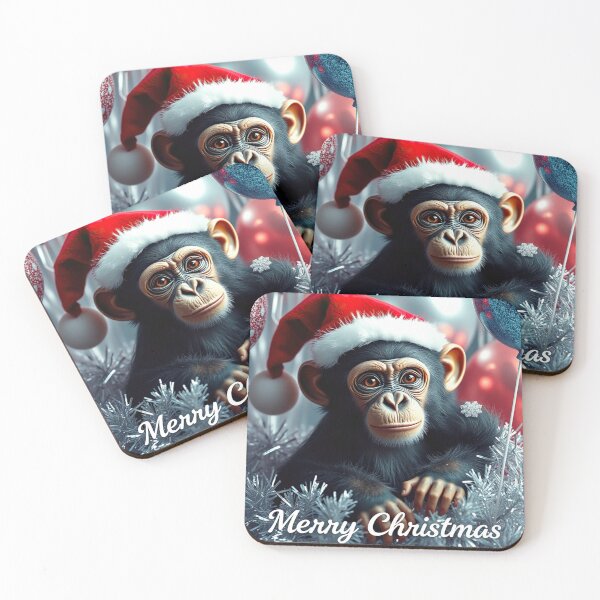 Item preview, Feliz Navidad, chimpancé, felices fiestas, mono designed and sold by Ray's Photos & Art.