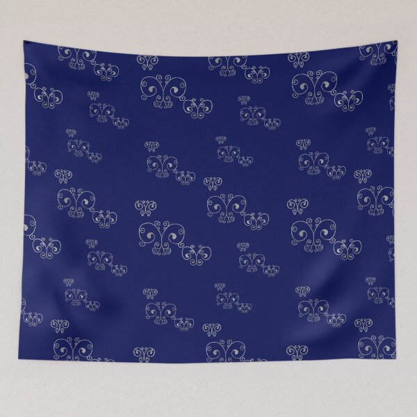 Item preview, Silver Scroll Butterflies on Midnight Blue  designed and sold by JaygiesDesign.