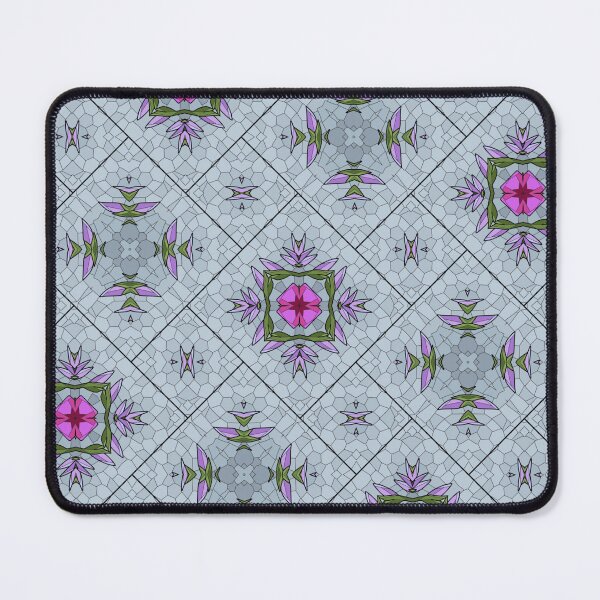 Item preview, Pink and green floral pattern with shades of grey tiled background. designed and sold by Zilpa’s Prints.