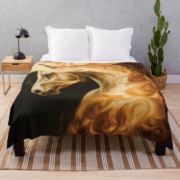 Item preview, A majestic white horse engulfed in golden flames design. designed and sold by HEMRO.
