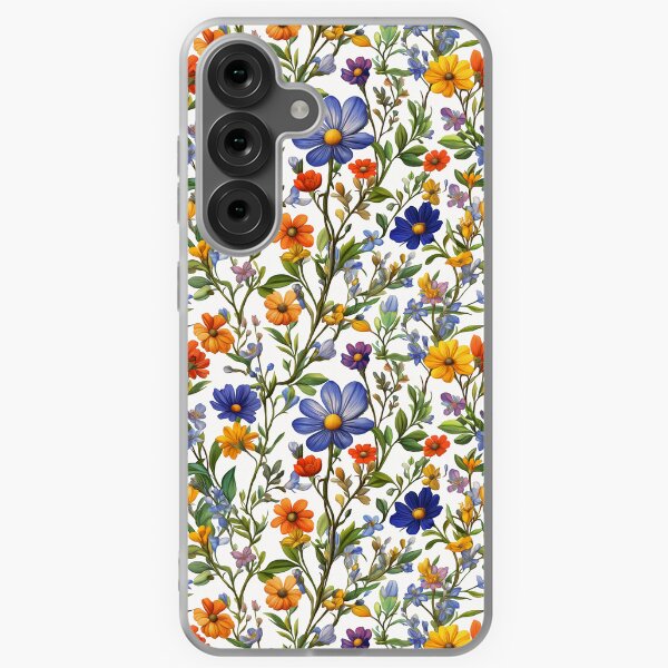 Vista previa del artículo con la obra «Diseño de patrón botánico con flores silvestres vibrantes», diseñado y vendido por AshiraDesign.