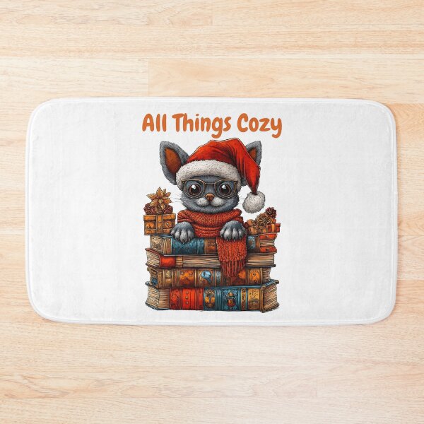 Item preview, Cozy Cat on Books, Festive Library Cat, Holiday Cat Illustration, Winter Cat Art, Christmas Cat Design designed and sold by BukkyStory.