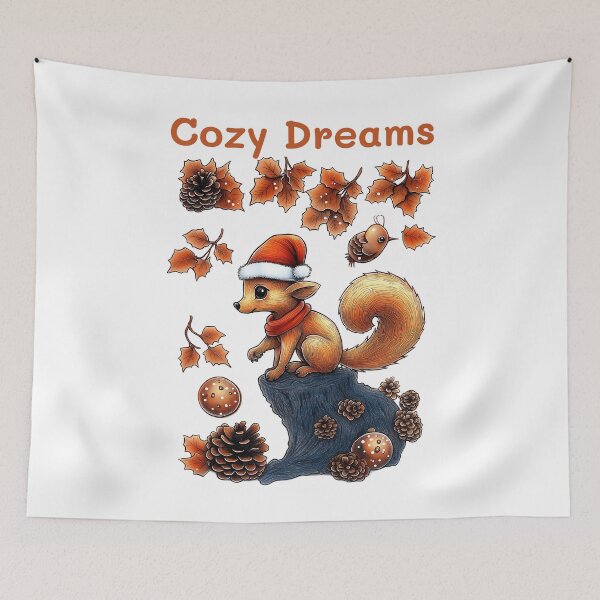 Item preview, Cozy Squirrel Art, Festive Woodland Scene, Winter Forest Illustration, Holiday Animal Design, Christmas Squirrel Decor designed and sold by BukkyStory.