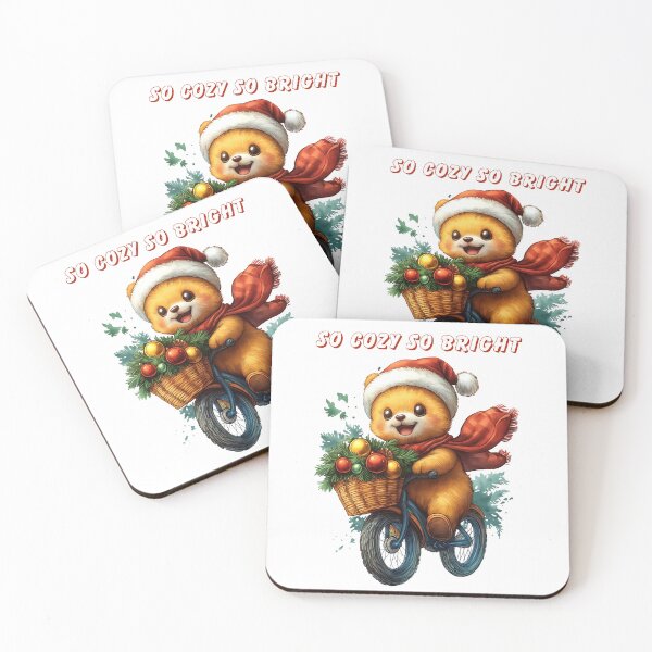 Item preview, Cozy Christmas Bear, Festive Bike Ride, Holiday Bear Design, Christmas Basket Art, Winter Bear Illustration designed and sold by BukkyStory.