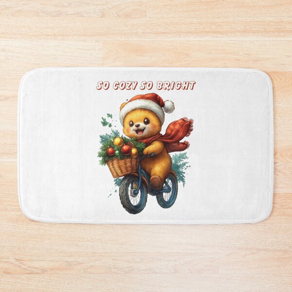 Item preview, Cozy Christmas Bear, Festive Bike Ride, Holiday Bear Design, Christmas Basket Art, Winter Bear Illustration designed and sold by BukkyStory.