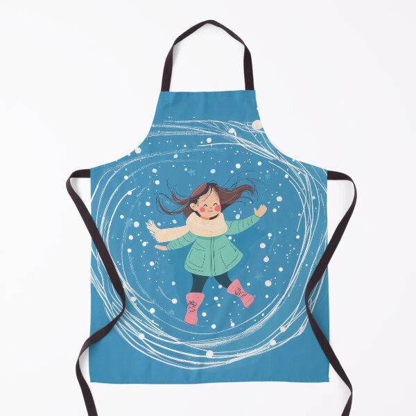 Item preview, A cute girl in winter clothes and boots is flying against the background of swirling snow. designed and sold by HEMRO.