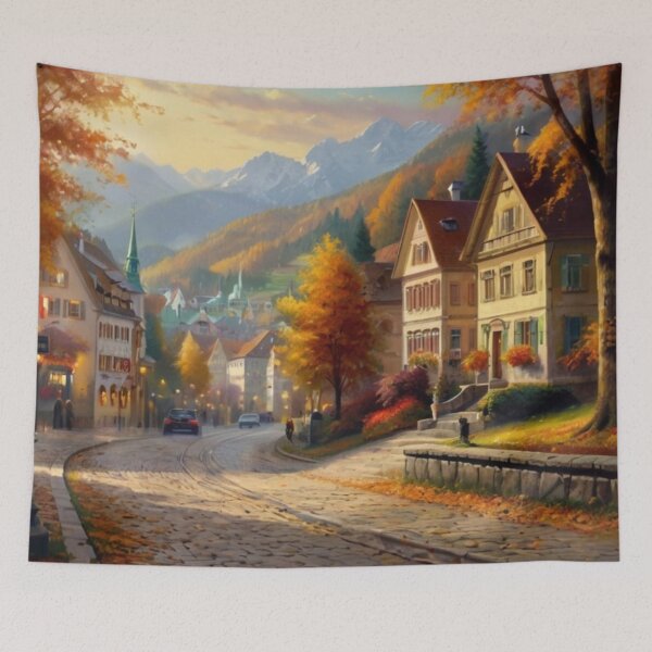 Item preview, Rustic Town Street with Autumn Hues designed and sold by BlareBlare.