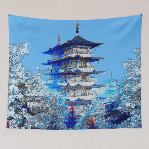 Item preview, The ancient japanese castle in winter of white and blue designed and sold by MerryCrown.