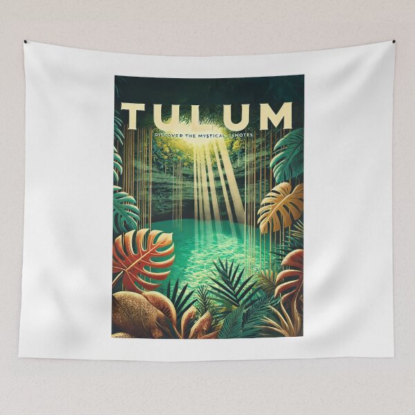 Item preview, Vintage Travel Poster Tulum - Minimalist Retro Art of the Mystical Cenotes designed and sold by pod24.