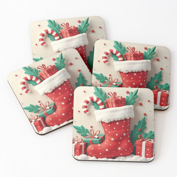 Item preview, A christmas stocking with presents underneath it. designed and sold by Creative88Art.