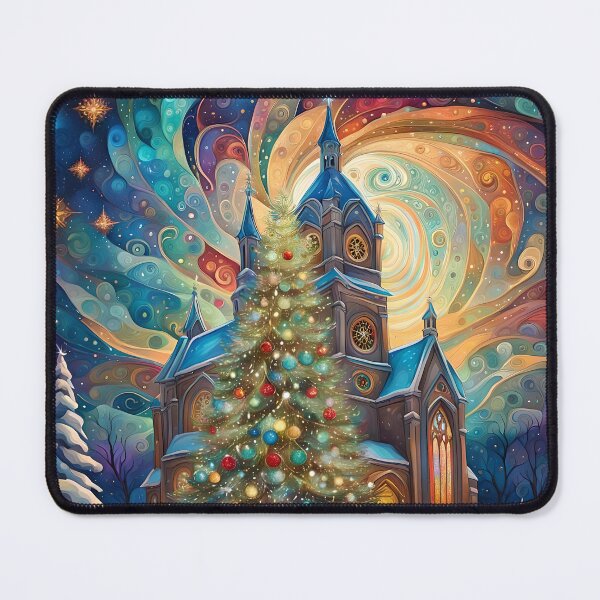 Item preview, Holy night - a church, a decorated Christmas tree on Christmas Eve  designed and sold by MarionsArt.