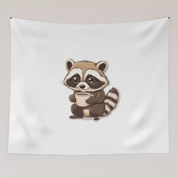 Item preview, Raccoon Enjoying a Cup of Coffee designed and sold by Enea Kelo.