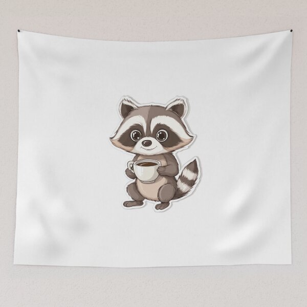 Item preview, Raccoon Enjoying a Cup of Coffee designed and sold by Enea Kelo.