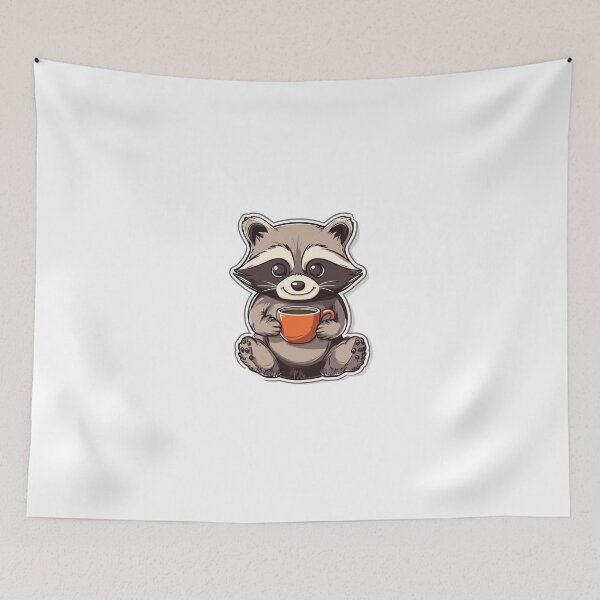 Item preview, Raccoon Enjoying a Cup of Coffee designed and sold by Enea Kelo.
