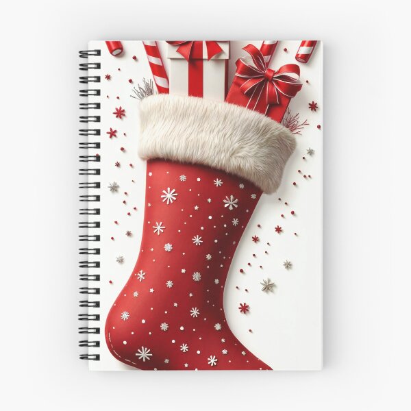 Item preview,  A red and white stocking with snowflakes. designed and sold by Creative88Art.