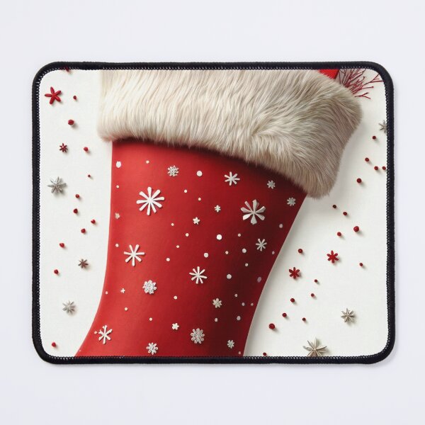 Item preview, A red and white stocking with snowflakes. designed and sold by Creative88Art.